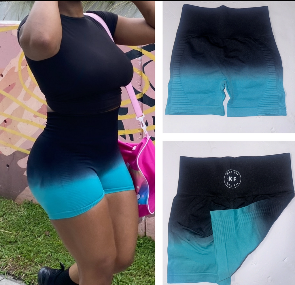 Ocean Blue Ombré Biker shorts