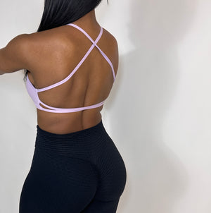 Lavender cross back sports bra